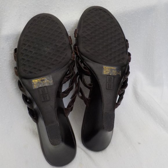 Like New GNW Flex Braided Slide Wedge Sandals Leather Upper Choc Brown SZ 8.5 M - Picture 10 of 12